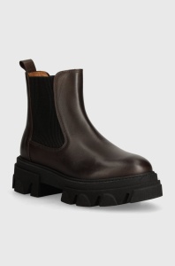 Alohas ghete chelsea de piele Berenice femei, culoarea maro, cu toc plat, izolare usoara, S00809-30