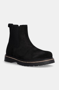 Birkenstock botine din piele intoarsa Highwood Slip On Mid femei, culoarea negru, cu toc plat, 1028187