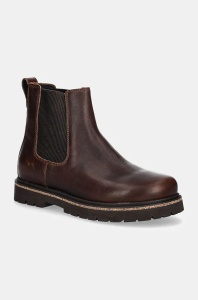Birkenstock cizme de piele femei, culoarea maro, cu toc plat 1025782