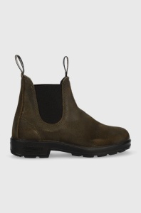 Blundstone ghete chelsea de piele femei, culoarea verde, cu toc plat