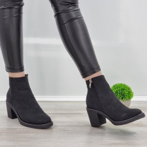 Botine Cu Toc Damă Negre Cu Fermoar Vesper - Img 5