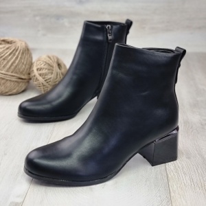 Botine Cu Toc Gros Damă Negre Cu Fermoar Euphrasia - Img 2