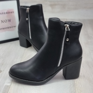 Botine Cu Toc Gros Dama Negre Cu Toc Aziz - Img 2