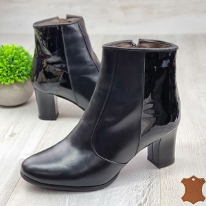 Botine Cu Toc Gros Damă Negre Piele Naturală Reagan - Img 3