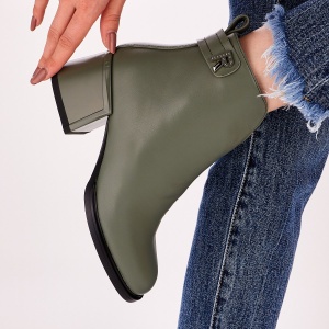Botine Cu Toc Gros Dama Verzi Cu Fermoar Bita - Img 3