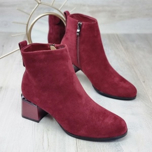 Botine Cu Toc Gros Damă Visinii Cu Fermoar Eydie - Img 6