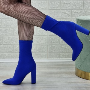 Botine Dama Albastre Cu Toc Gros Lillya - Img 1