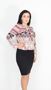 Compleu cardigan cu fusta neagra si bluza cu motive traditionale - Img 3