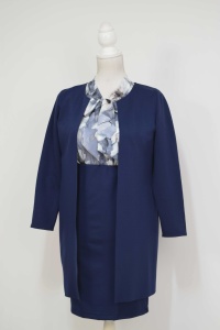 Compleu cardigan si fusta bleumarin cu bluza Silvia - Img 3