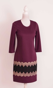 Compleu elegant visiniu cu broderie Emilia - Img 2