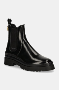 Gant ghete chelsea de piele Aligrey femei, culoarea negru, cu toc plat, 29551762 G00