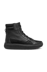 Geox cizme de piele D GRAISY femei, culoarea negru, cu toc plat, izolare usoara, D46XFF 046LT C9999