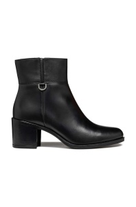 Geox cizme de piele D NEW ASHEEL femei, culoarea negru, cu toc drept, D46FSC 00043 C9999