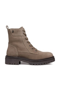 Geox cizme din piele intoarsa D IRIDEA femei, culoarea bej, cu toc plat, D16HRC 00022 C6029
