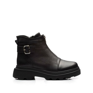 Ghete damă din piele naturală, Leofex - 427 Negru Box