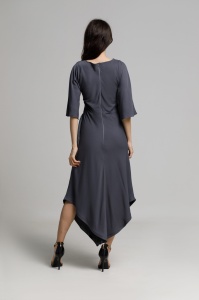 HARRIS gray viscose dress with scarf - Img 6