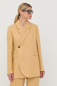 Herskind blazer din amestec de in culoarea bej, un singur rand de nasturi, neted