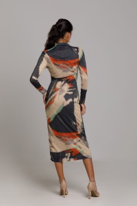 LUMI dress with colored jersey drape - Img 1