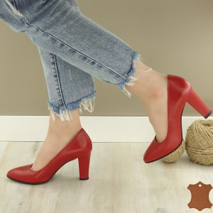 Pantofi Dama Rosii Piele Naturala Madera
