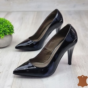 Pantofi Stiletto Dama Negri Piele Naturala Ida - Img 2