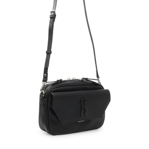 Poșetă crossbody femei Steve Madden Light neagră cu logo frontal 1668POSSBLIGHTN - Img 2