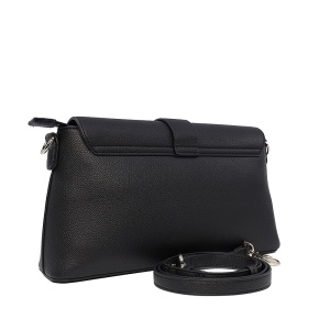 Poșetă crossbody Valentino neagră cu accesoriu metalic logat 1957POSS7LN03N - Img 2