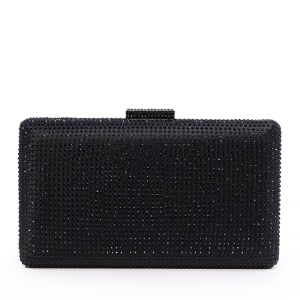 Poșetă tip clutch femei Benvenuti negru cu ștrasuri 290PLS11179N - Img 1