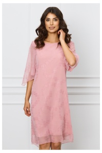 Rochie Alis roz prafuit din voal cu fir lurex