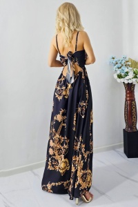 Rochie cocktail Fernanda, croi semidecupat si funda la spate, Black Royal, Marime S/M/L - Img 3