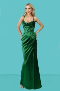 Rochie lunga cu corset, Astoria, verde, Marime universala S/M - Img 3