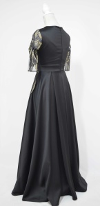 Rochie lunga din tafta neagra cu broderie aurie Alice - Img 4