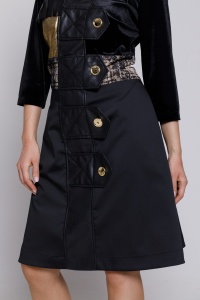 Rochie MAGNO neagra cu insertii de dantela si piele ecologica - Img 5