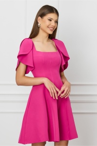 Rochie MBG fucsia scurta cu volane la maneci