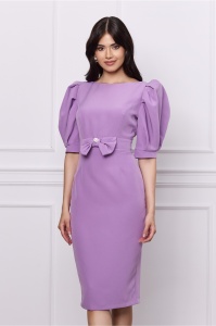 Rochie MBG lila cu funda in talie