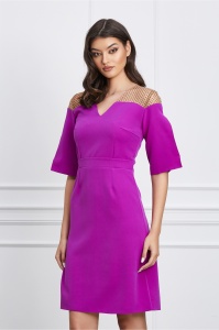 Rochie Moze mov cu tull si buline la bust
