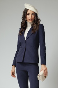 Sacou Moze office din velur bleumarin cu buzunare