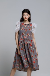 SONNET dress with gray floral print - Img 2