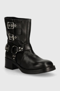 Steve Madden cizme de piele Becase femei, culoarea negru, cu toc plat, SM11003095