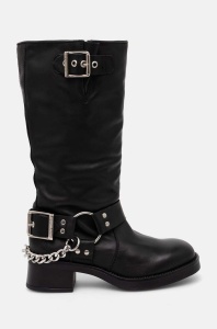 Steve Madden ghete de piele Beau-C femei, culoarea negru, cu toc plat, SM11003094