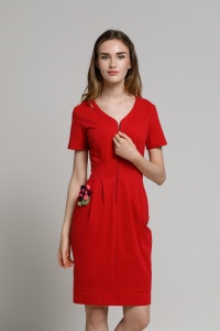 TIANNA 24 red dress with embroidery - Img 1