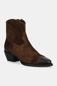 Billi Bi cizme de cowboy din piele intoarsa femei, culoarea maro, cu toc drept, A14745