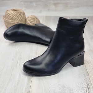 Botine Cu Toc Gros Damă Negre Cu Fermoar Euphrasia - Img 3