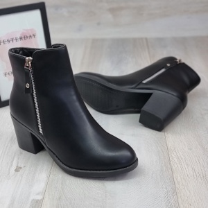 Botine Cu Toc Gros Dama Negre Cu Toc Aziz - Img 3