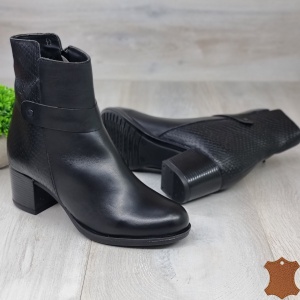 Botine Cu Toc Gros Dama Negre Piele Naturala Jenni - Img 5