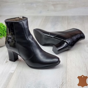 Botine Cu Toc Gros Damă Negre Piele Naturală Reagan - Img 4