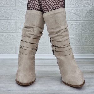 Botine Dama Bej Cu Toc Gros Akirra - Img 4