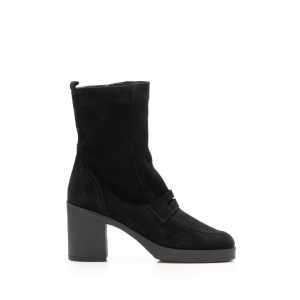 Botine damă din piele naturală, Leofex - 005 Negru Velur