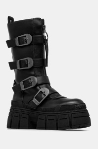 Buffalo bocanci Gospher Biker Hi Zip culoarea negru, cu platforma, 1220051-BLK