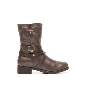 Cizme scurte din piele naturala - 463 taupe inchis