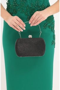 Clutch negru cu glitter discret